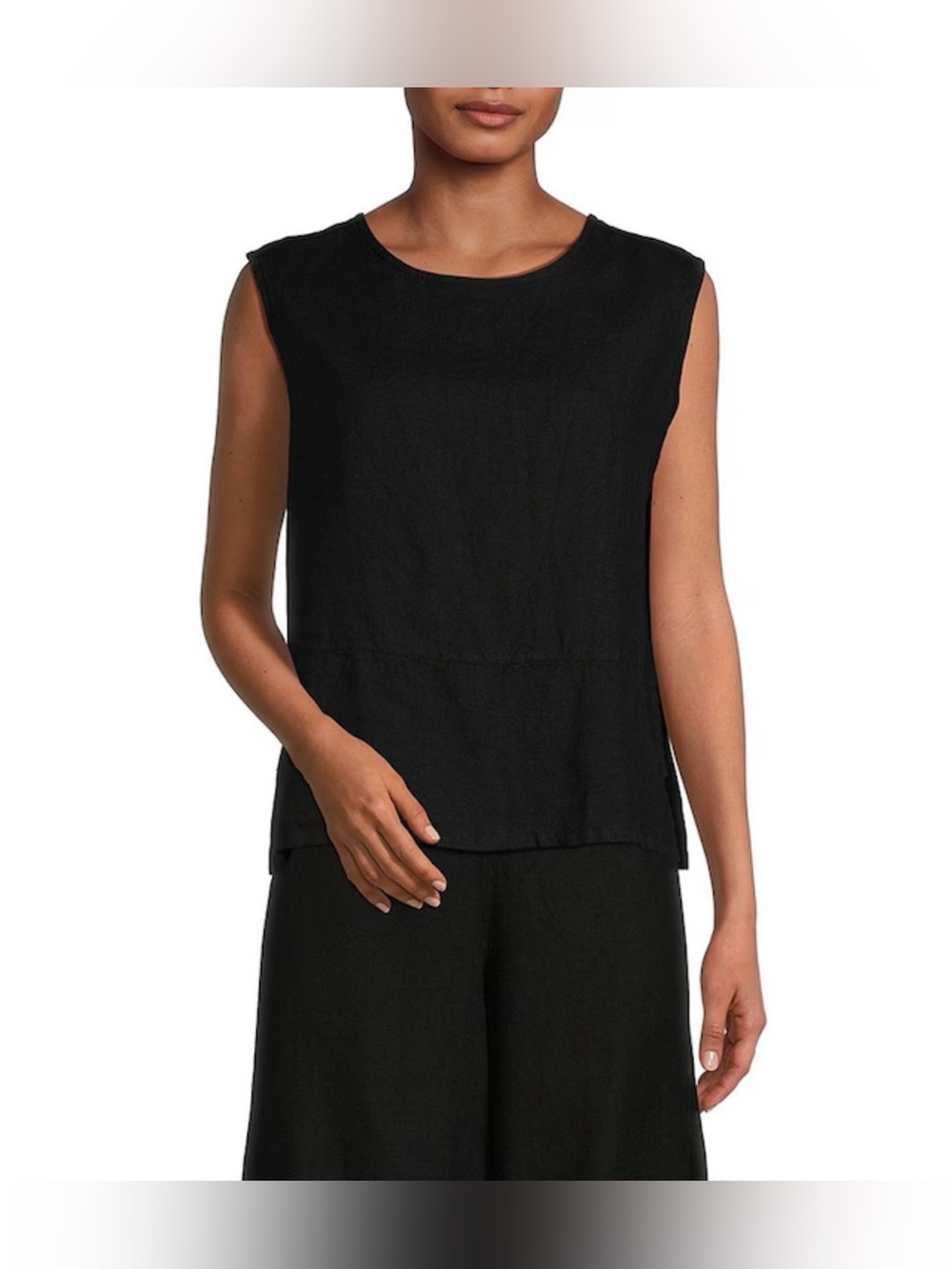 Bryn Walker Lagenlook Linen Twiggy Sleeveless Tunic size XS Black